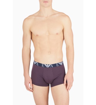 Emporio Armani 3-pack boxerkalsonger i ekologisk bomull med glnsande flerfrgat ASV-logoband