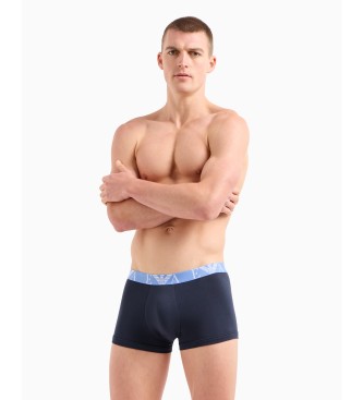 Emporio Armani Conjunto de 3 cuecas boxer em algodo orgnico com risca brilhante com o logtipo da ASV em azul-marinho