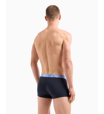 Emporio Armani Conjunto de 3 cuecas boxer em algodo orgnico com risca brilhante com o logtipo da ASV em azul-marinho