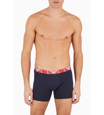 Emporio Armani Confezione da 3 boxer blu scuro con monogramma audace