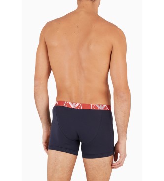 Emporio Armani Confezione da 3 boxer blu scuro con monogramma audace