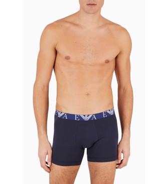 Emporio Armani Confezione da 3 boxer blu scuro con monogramma audace