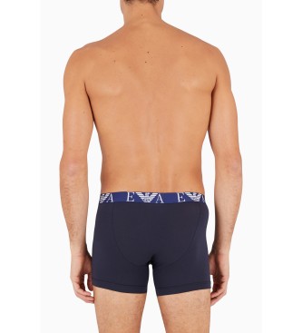 Emporio Armani Confezione da 3 boxer blu scuro con monogramma audace