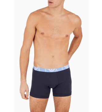 Emporio Armani Confezione da 3 boxer blu scuro con monogramma audace