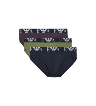 Emporio Armani PACK OF THREE BOXER BRIEFS WITH EYE-CATCHING MONOGRAM LOGO  multicoloured