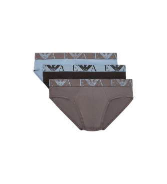 Emporio Armani Three-pack of briefs with colourful multicoloured monogram logo