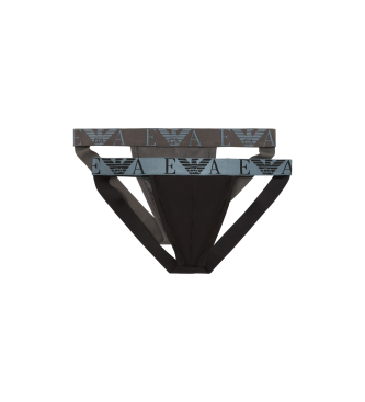 Emporio Armani PACK DE DOIS JOCKSTRAPS COM LOGTIPO MONOGRAMA APELATIVO  azul-marinho