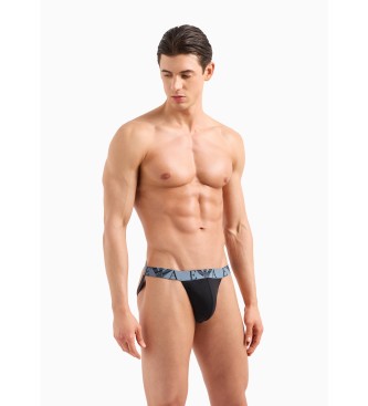 Emporio Armani PACK DE DOIS JOCKSTRAPS COM LOGTIPO MONOGRAMA APELATIVO  azul-marinho