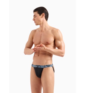 Emporio Armani PACK DE DOIS JOCKSTRAPS COM LOGTIPO MONOGRAMA APELATIVO  azul-marinho