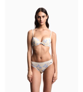 Emporio Armani Vichy čipkaste makrame hlačke bele barve