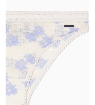 Emporio Armani Vichy čipkaste makrame hlačke bele barve