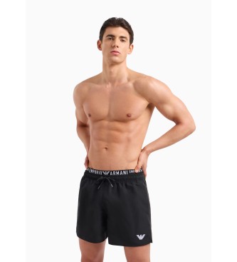 Emporio Armani Costume da bagno nero con fascia logo