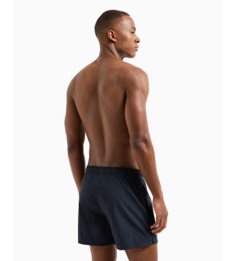 Emporio Armani Short de bain avec logo vertical brod en bleu marine