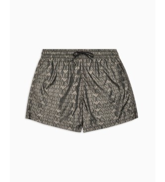 Emporio Armani Badeanzug aus grauem Jacquard-Strick