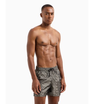 Emporio Armani Badeanzug aus grauem Jacquard-Strick