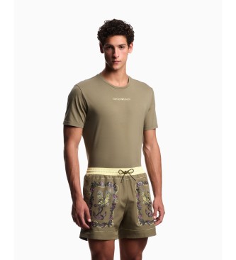 Emporio Armani Bañador con estampado de cartas verde