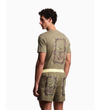 Emporio Armani Bañador con estampado de cartas verde