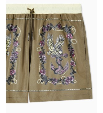 Emporio Armani Bañador con estampado de cartas verde
