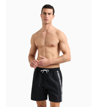 Emporio Armani Schwarze Badeshorts mit Kordelzug in der Taille