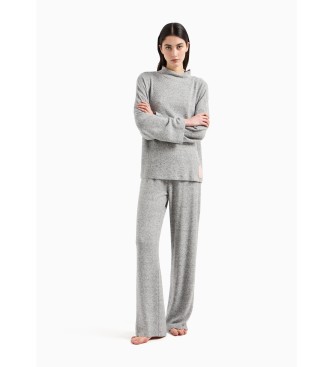 Emporio Armani Pyjama van geborstelde viscose met grijze logopatch