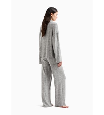 Emporio Armani Pijama de viscose escovada com logtipo cinzento