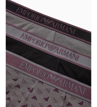 Emporio Armani PAQUETE DE TRES CALZONCILLOS BXER CON BANDA CON LOGOTIPO CORE gris, negro