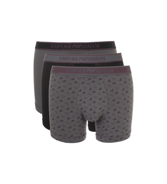 Emporio Armani Boxer Core Logoband da 3 pezzi Nero, Grigio