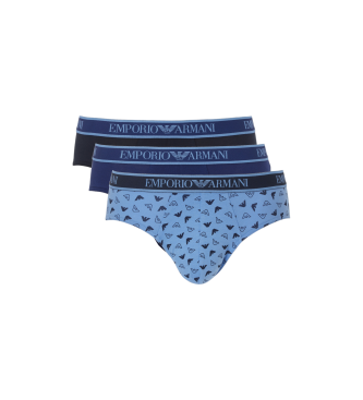 Emporio Armani CONFEZIONE DA TRE PANTALONI SLIP CON BANDA LOGO CORE BLU