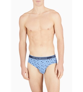 Emporio Armani PAQUET DE TROIS PANTALONS SLIP SLIP AVEC BANDES LOGO CORE bleu