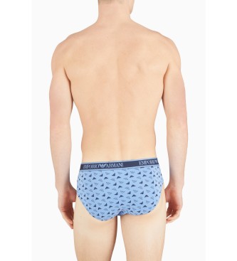 Emporio Armani PACOTE DE TRS CALAS SLIP SLIP COM BANDA COM LOGTIPO DO CORE azul