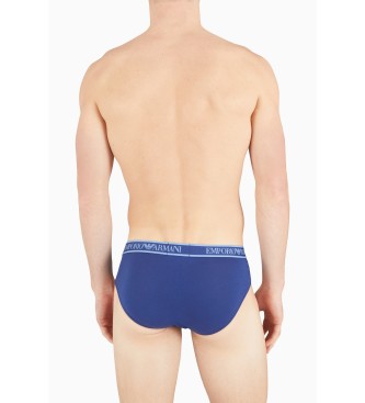 Emporio Armani PACOTE DE TRS CALAS SLIP SLIP COM BANDA COM LOGTIPO DO CORE azul