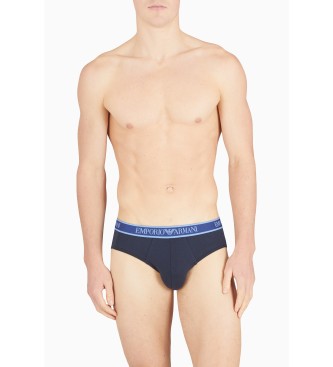 Emporio Armani PAQUET DE TROIS PANTALONS SLIP SLIP AVEC BANDES LOGO CORE bleu