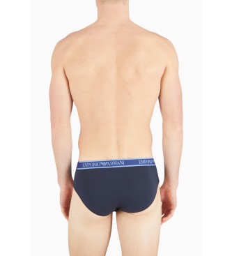 Emporio Armani PACOTE DE TRS CALAS SLIP SLIP COM BANDA COM LOGTIPO DO CORE azul