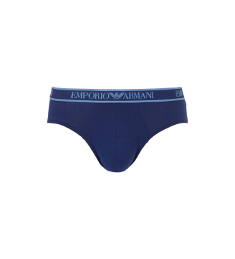 Emporio Armani PAQUETE DE TRES CALZONCILLOS SLIP CON BANDA CON LOGOTIPO CORE azul