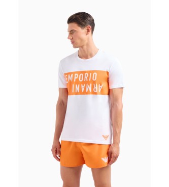 Emporio Armani Stickad T-shirt med effektfullt vitt logotryck  