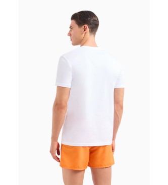 Emporio Armani T-shirt de malha com impresso do logtipo em branco  