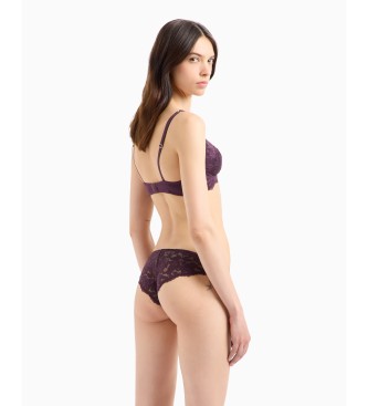 Emporio Armani Culotte en dentelle de viscose Dreamy Lilas