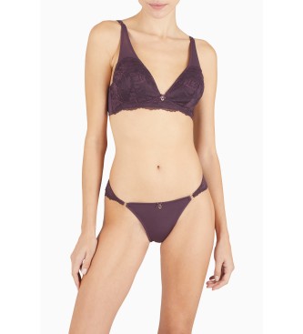 Emporio Armani Culotte en dentelle de viscose Dreamy Lilas