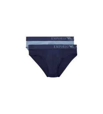 Emporio Armani Lot de 2 slips en viscose biologique douce au toucher ASV navy, blue