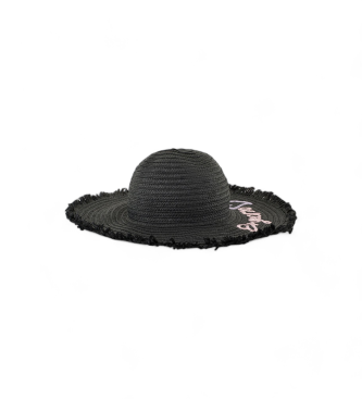 Emporio Armani Zwarte gevlochten hoed van papier
