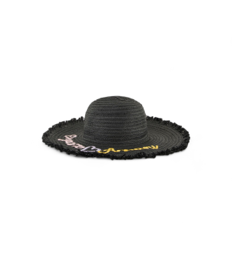 Emporio Armani Zwarte gevlochten hoed van papier