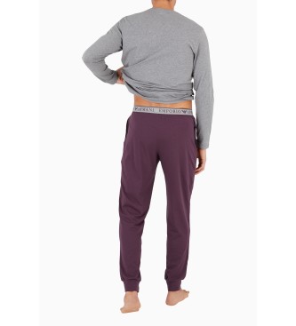 Emporio Armani Pijama com logtipo Endurance cinzento, roxo