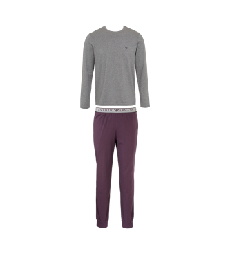 Emporio Armani Pijama con logotipo Endurance gris, lila