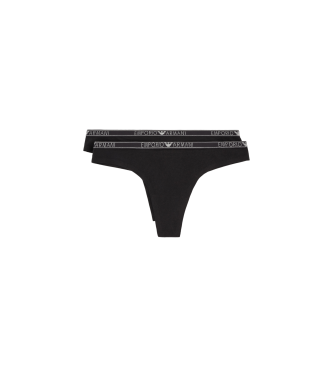 Emporio Armani Paquete de dos tangas de algodn orgnico con logotipo Essential ASV negro