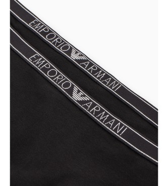 Emporio Armani Set van twee biologisch katoenen strings met Essential ASV-logo zwart