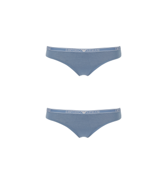 Emporio Armani Pack of two organic cotton thongs with grey Essential ASV logo