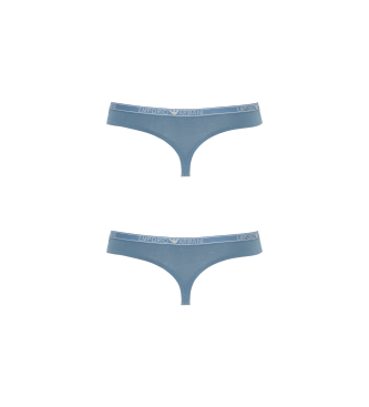 Emporio Armani Pack of two organic cotton thongs with grey Essential ASV logo