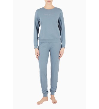 Emporio Armani Pyjama Essential aus Bio-Baumwolle mit Nietenlogo ASV grau