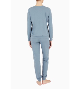 Emporio Armani Pyjama Essential en coton biologique avec logo clout ASV gris