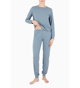 Emporio Armani Pyjama Essential en coton biologique avec logo clout ASV gris